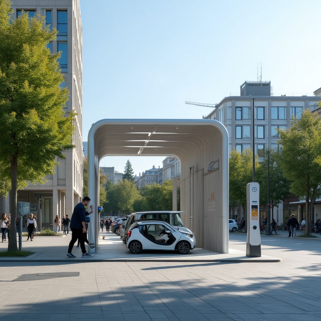 Estación de carga en entorno urbano