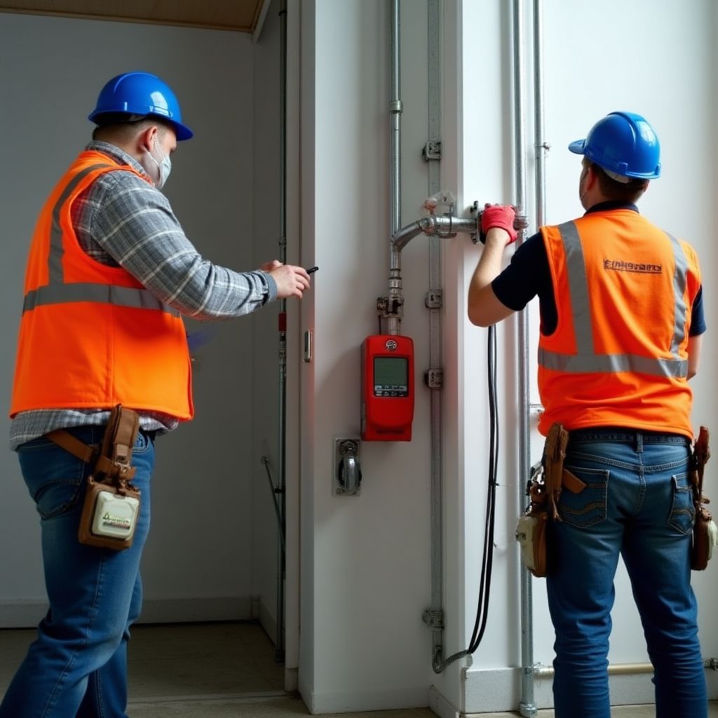 Equipo de instalación trabajando